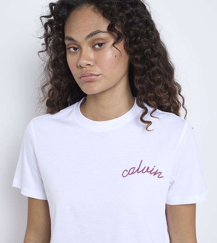 Logo Embroidered Crew Neck T-Shirt