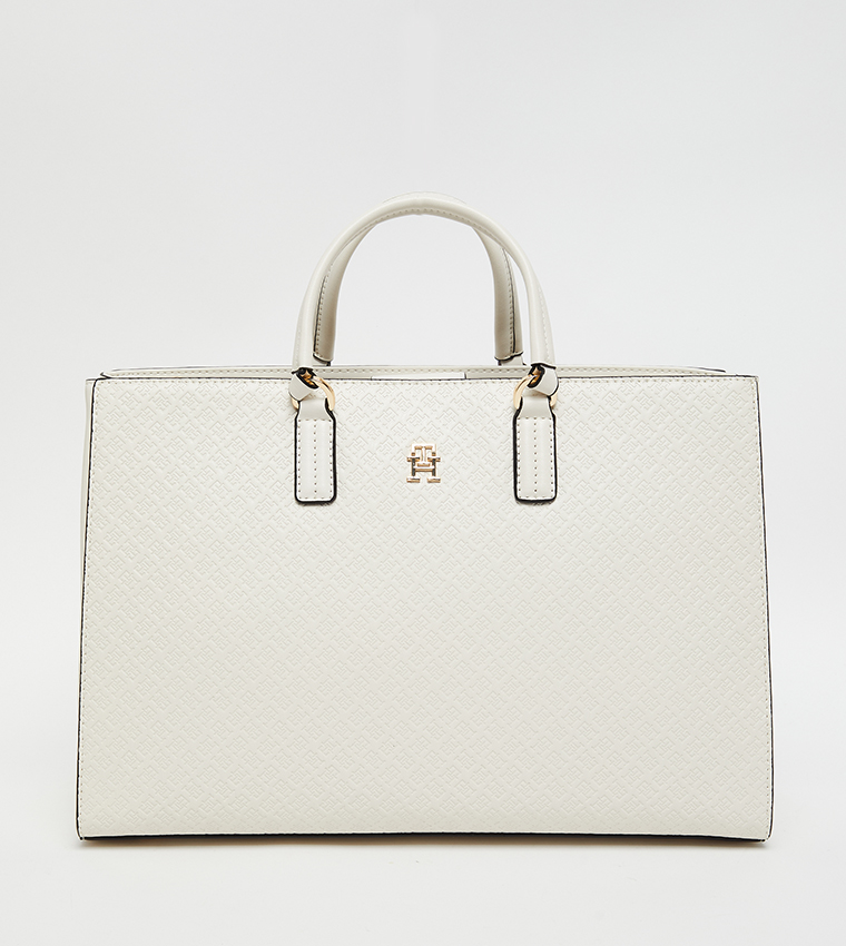 Logo Detail Zippered Tote Bag