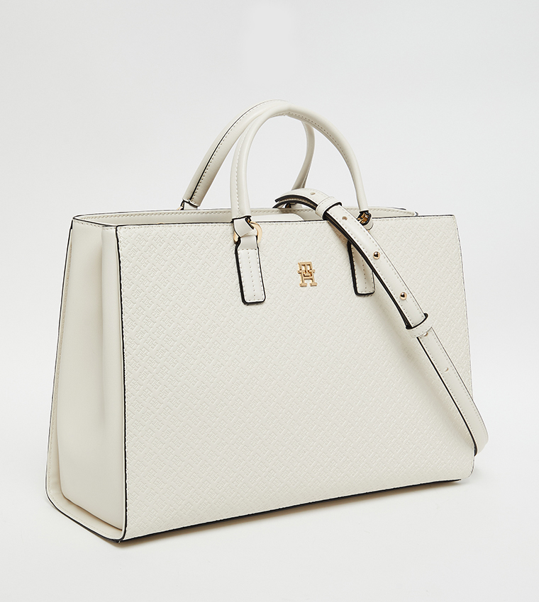 Logo Detail Zippered Tote Bag