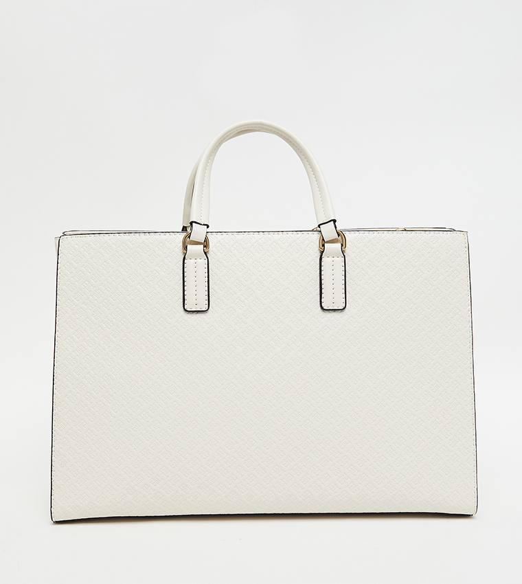 Logo Detail Zippered Tote Bag