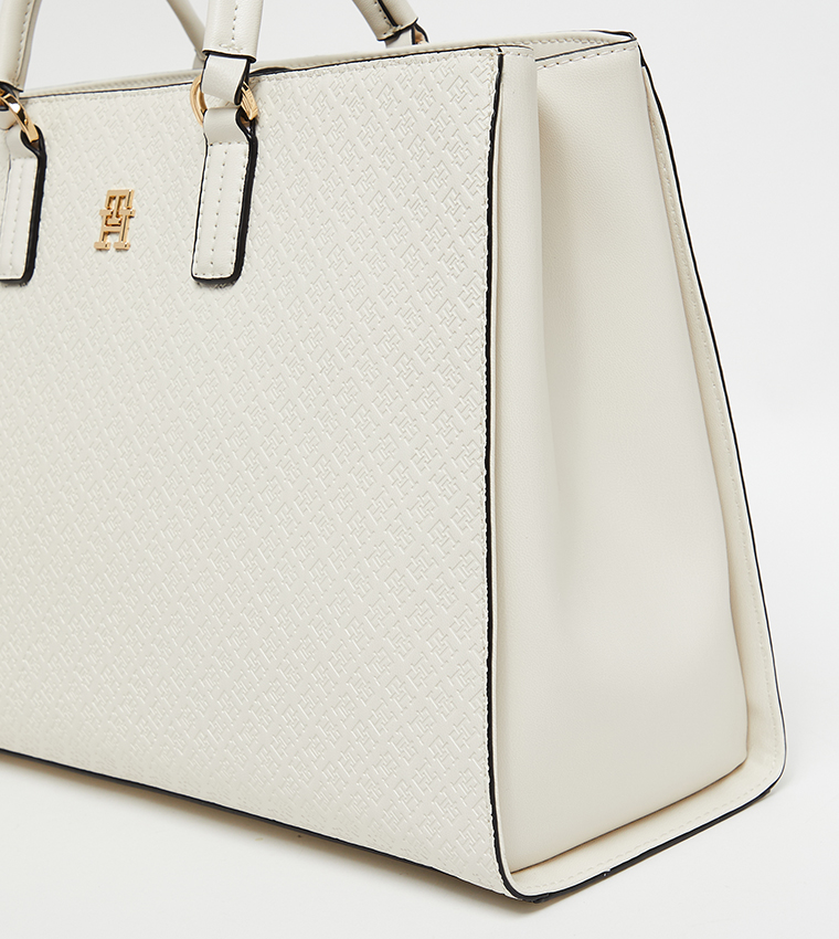 Logo Detail Zippered Tote Bag