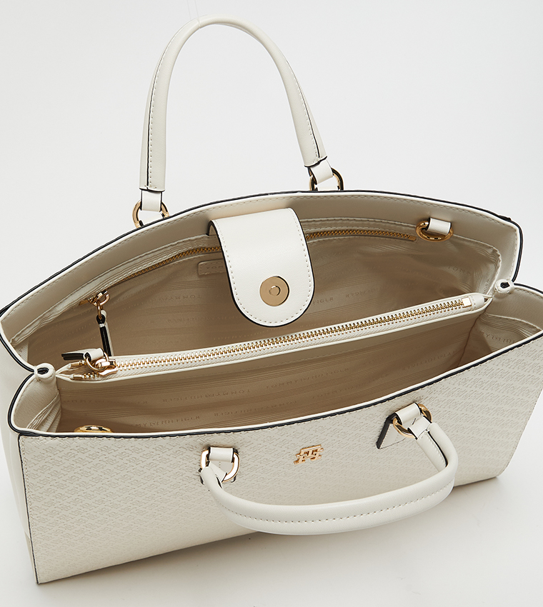 Logo Detail Zippered Tote Bag