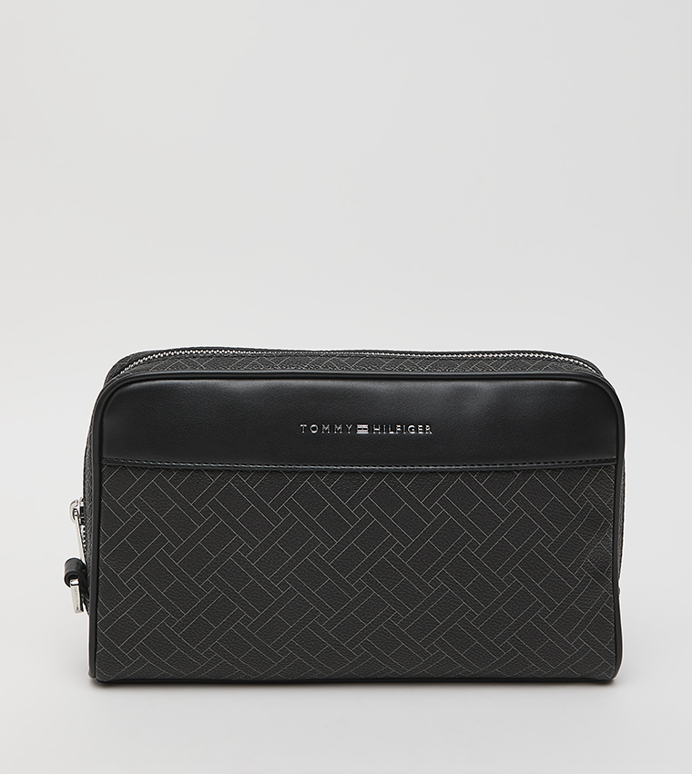 Monogram Patterned Zippered Toiletry Bag