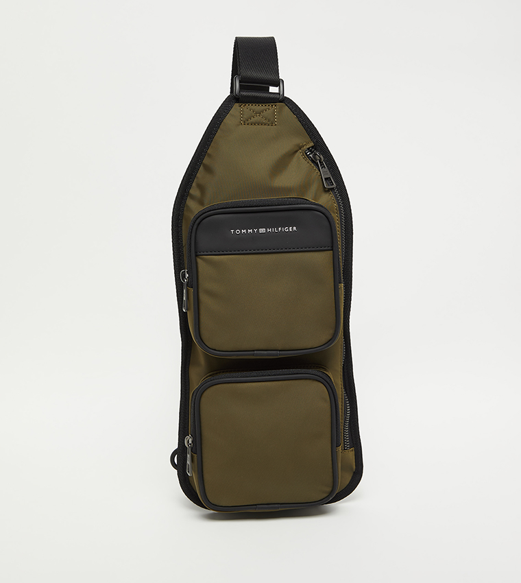 Buy Tommy Hilfiger Logo Detail Zippered Crossbody Backpack 