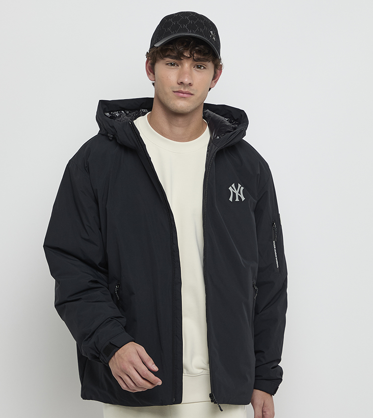 Monogram Detail Zip Through Hooded Jacket