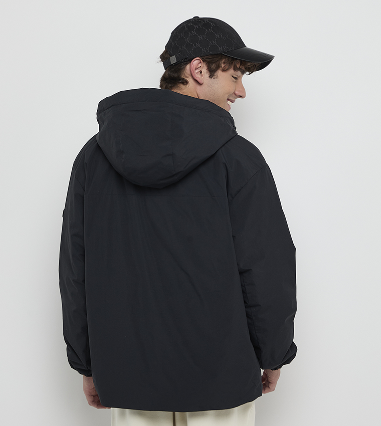 Monogram Detail Zip Through Hooded Jacket