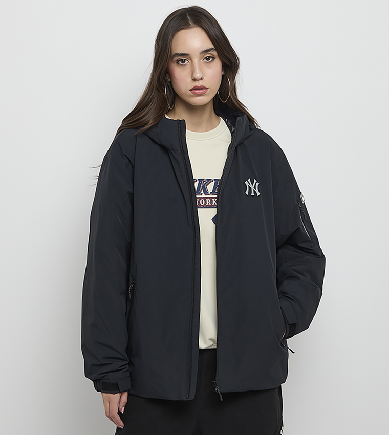 Monogram Detail Zip Through Hooded Jacket