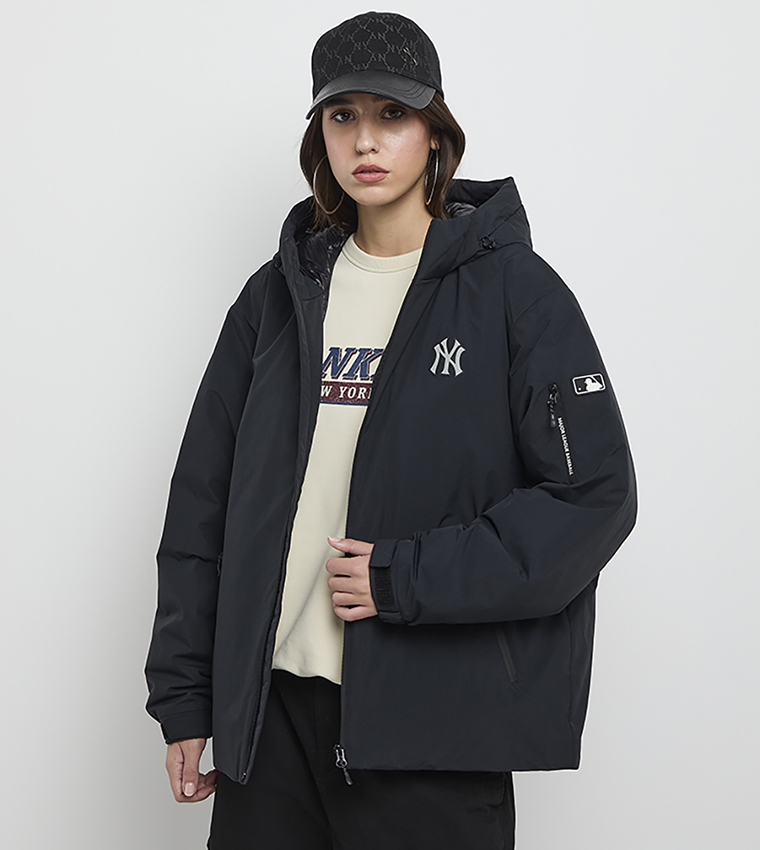 Monogram Detail Zip Through Hooded Jacket