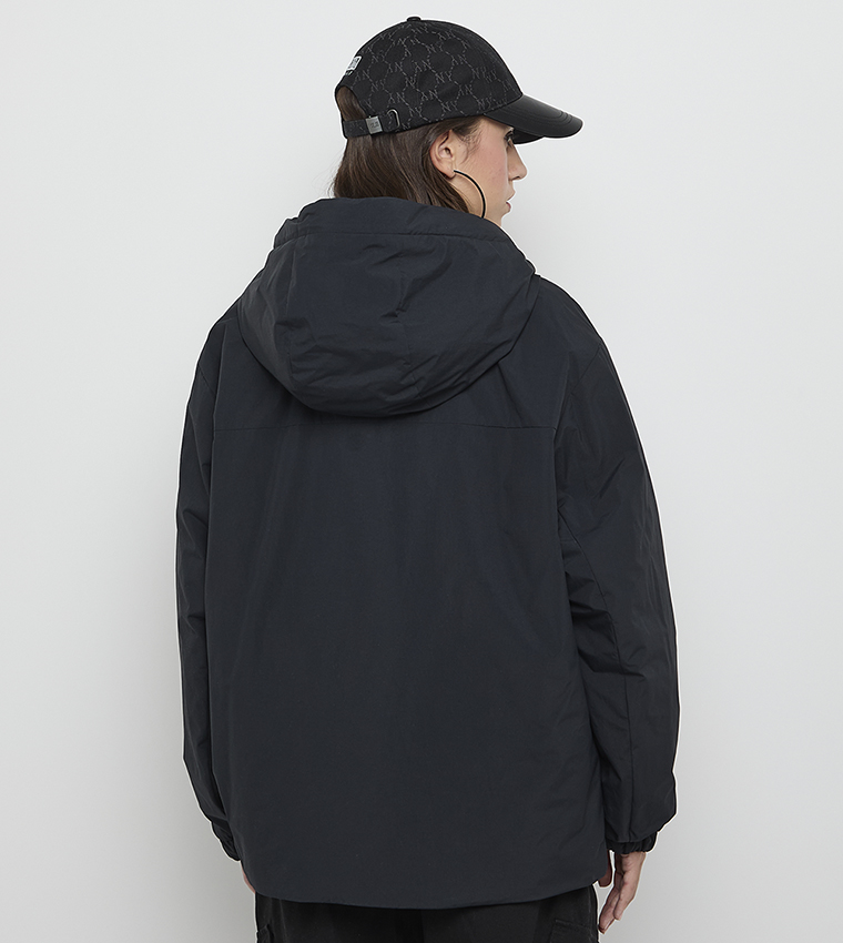Monogram Detail Zip Through Hooded Jacket