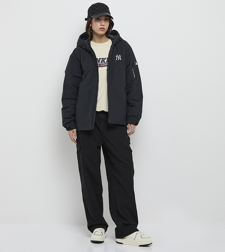 Monogram Detail Zip Through Hooded Jacket