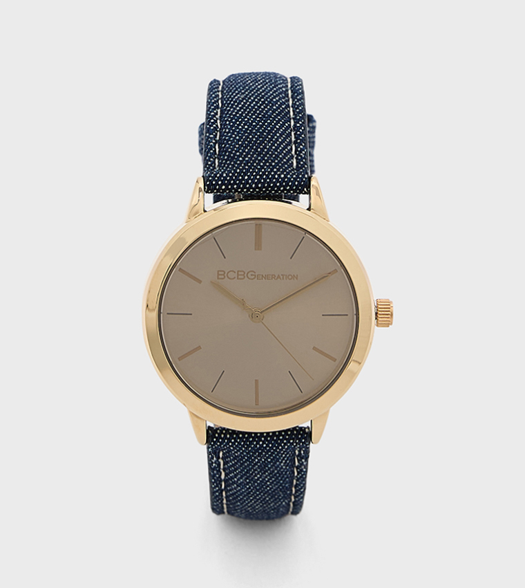 Beige Dial Denim Strap Analog Watch