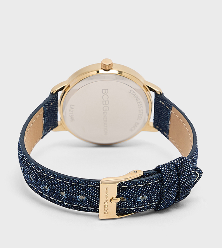 Beige Dial Denim Strap Analog Watch