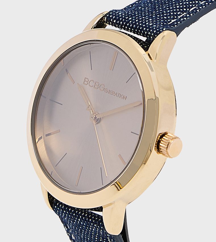 Beige Dial Denim Strap Analog Watch