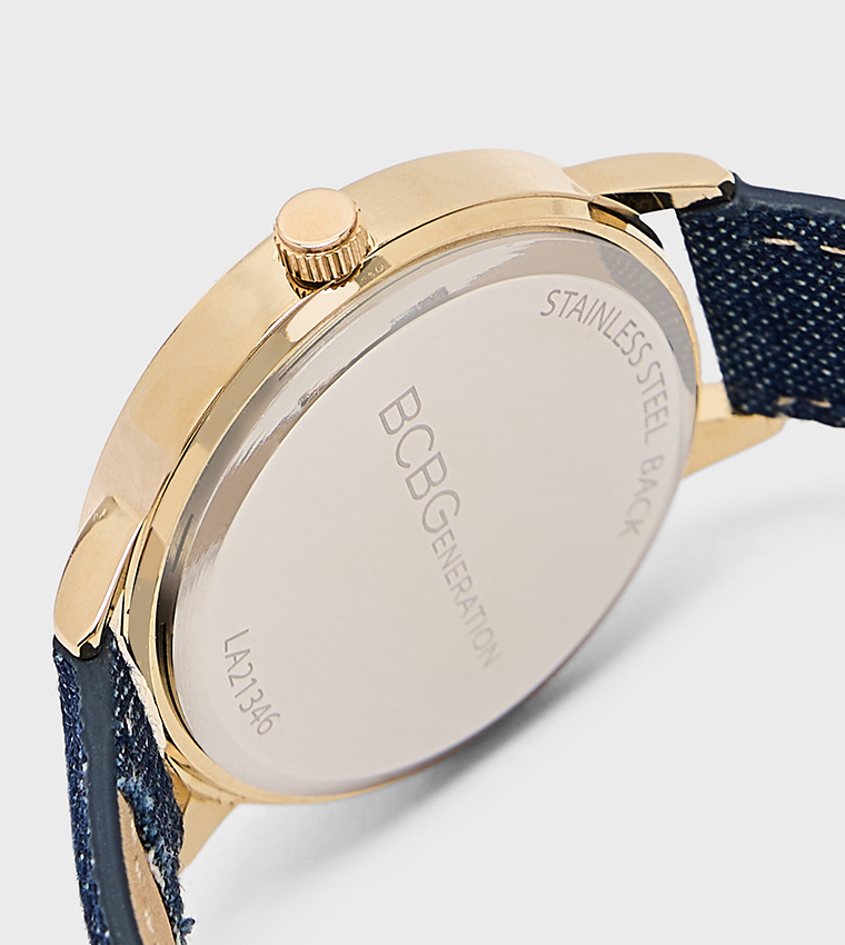 Beige Dial Denim Strap Analog Watch