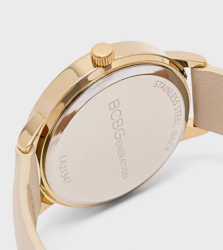 Printed Dial PU Strap Analog Watch