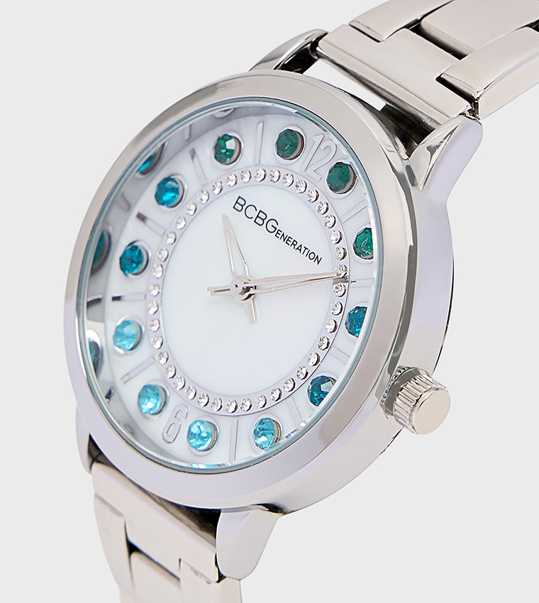 Studded Dial Metal Strap Analog Watch