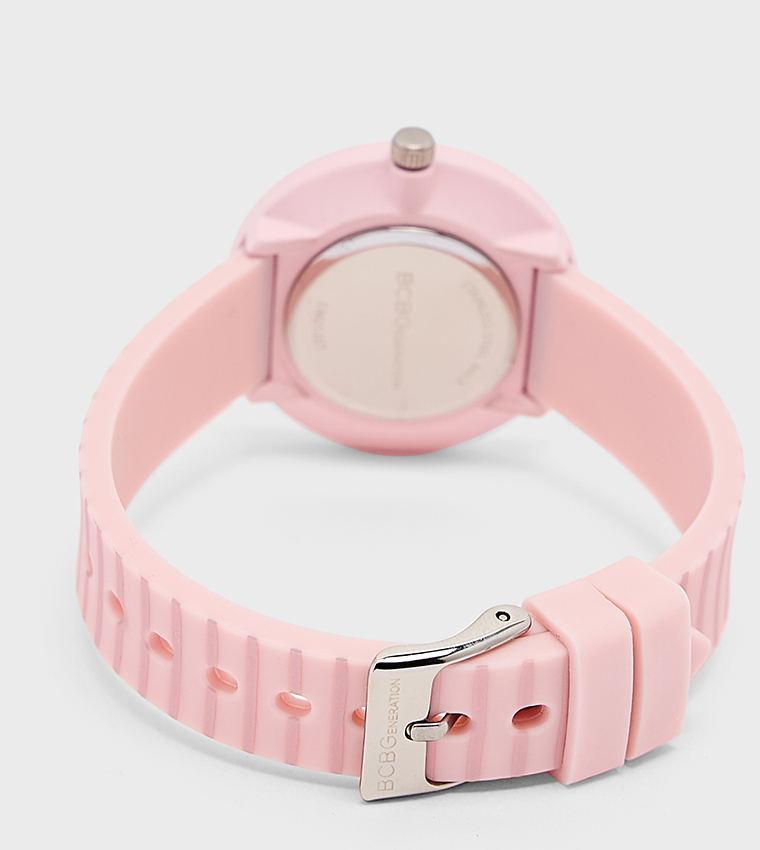 Striped Dial Silicone Strap Analog Watch