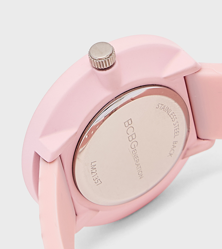 Striped Dial Silicone Strap Analog Watch