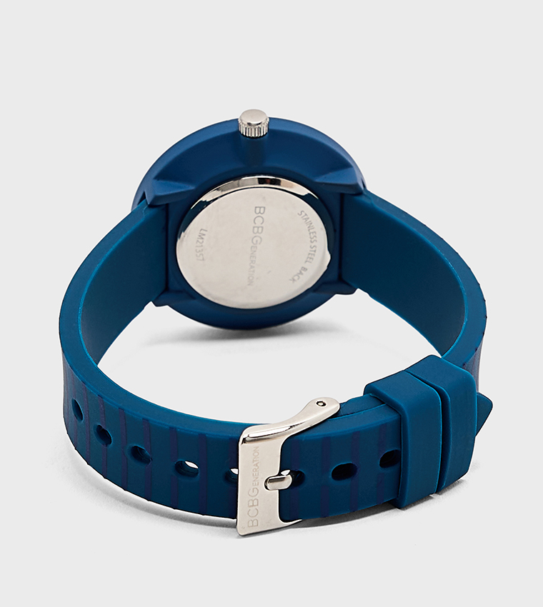 Striped Dial Silicone Strap Analog Watch