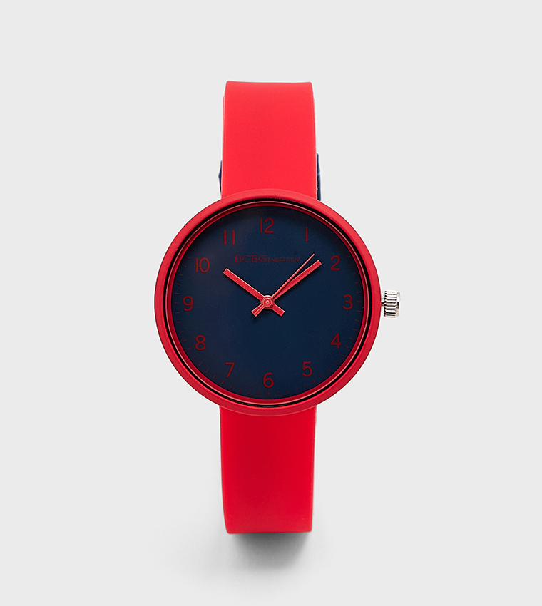 Blue Dial Silicone Strap Analog Watch