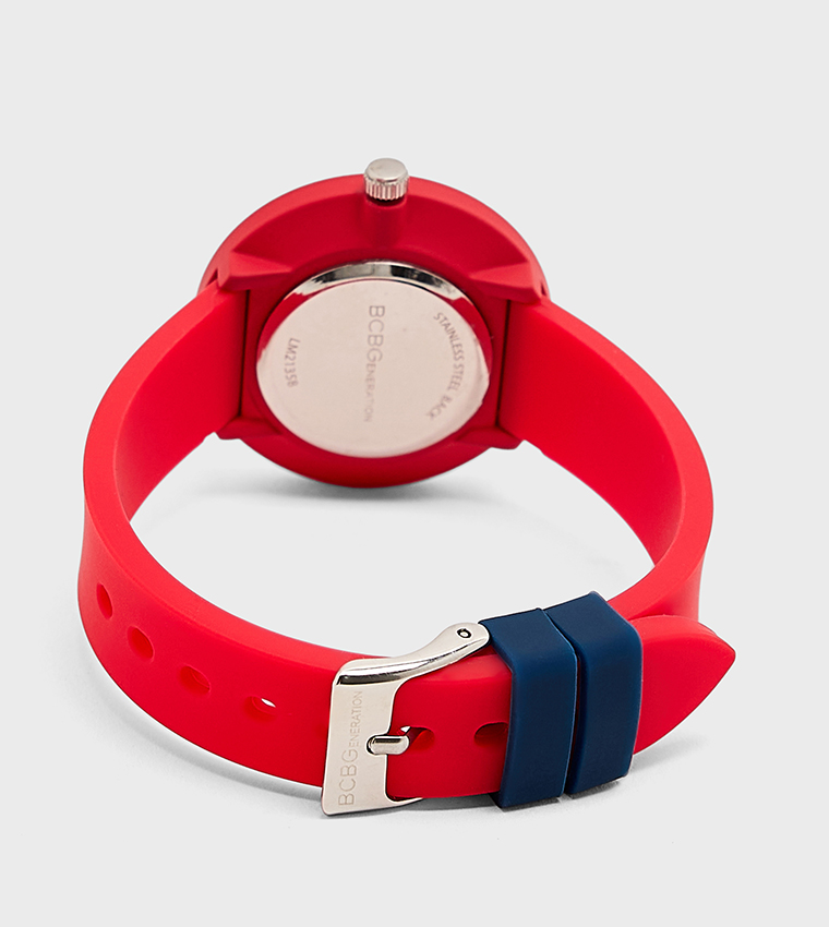 Blue Dial Silicone Strap Analog Watch
