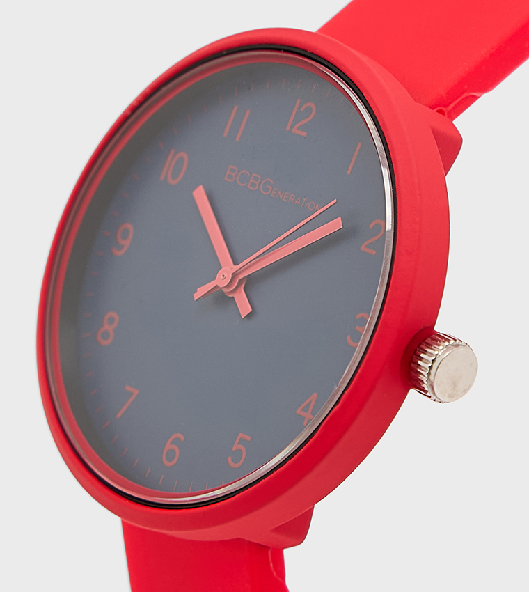Blue Dial Silicone Strap Analog Watch