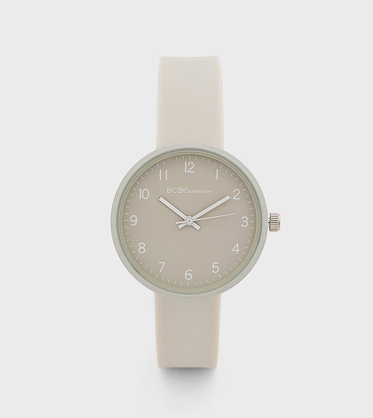 Grey Dial Silicone Strap Analog Watch
