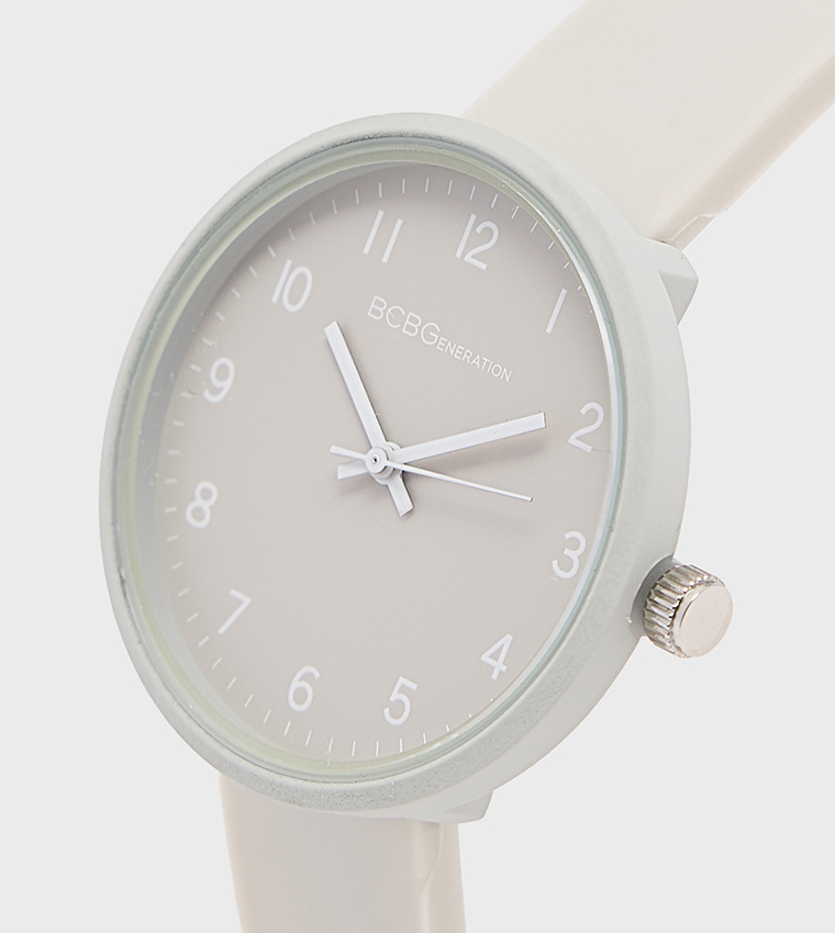 Grey Dial Silicone Strap Analog Watch