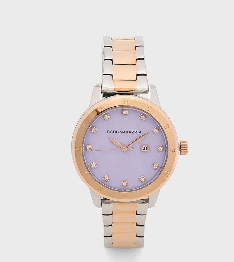 Purple Dial Metal Strap Analog Watch