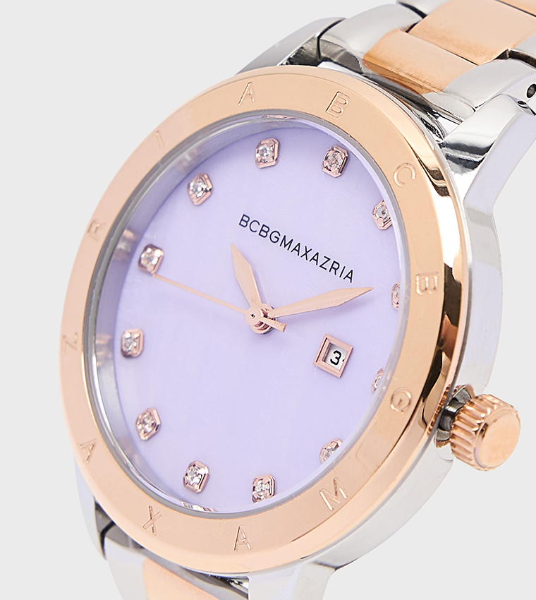 Purple Dial Metal Strap Analog Watch