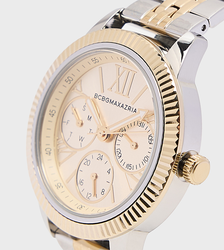 Cream Dial Metal Strap Analog Watch