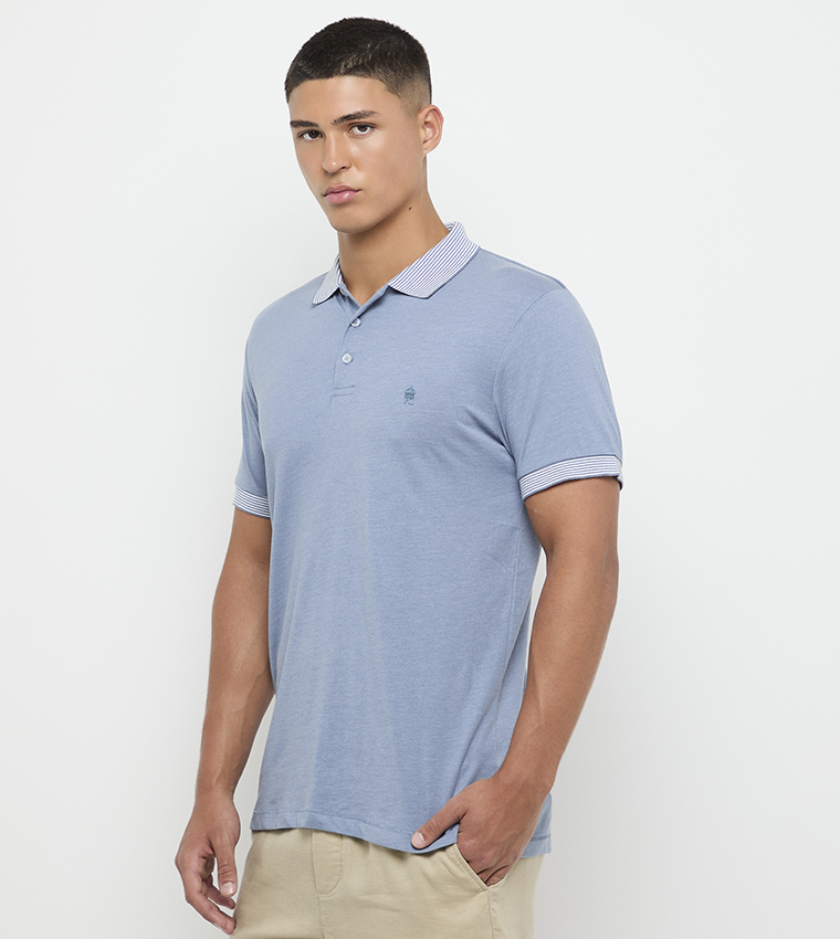 Contrast Detail Short Sleeves Polo T-Shirt