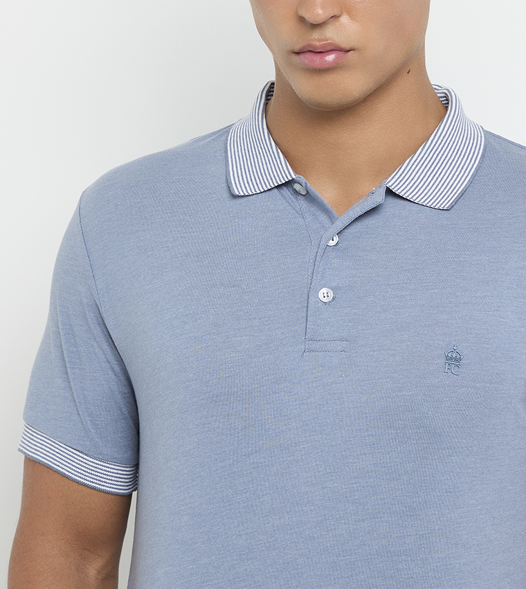 Contrast Detail Short Sleeves Polo T-Shirt