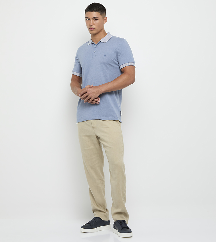 Contrast Detail Short Sleeves Polo T-Shirt