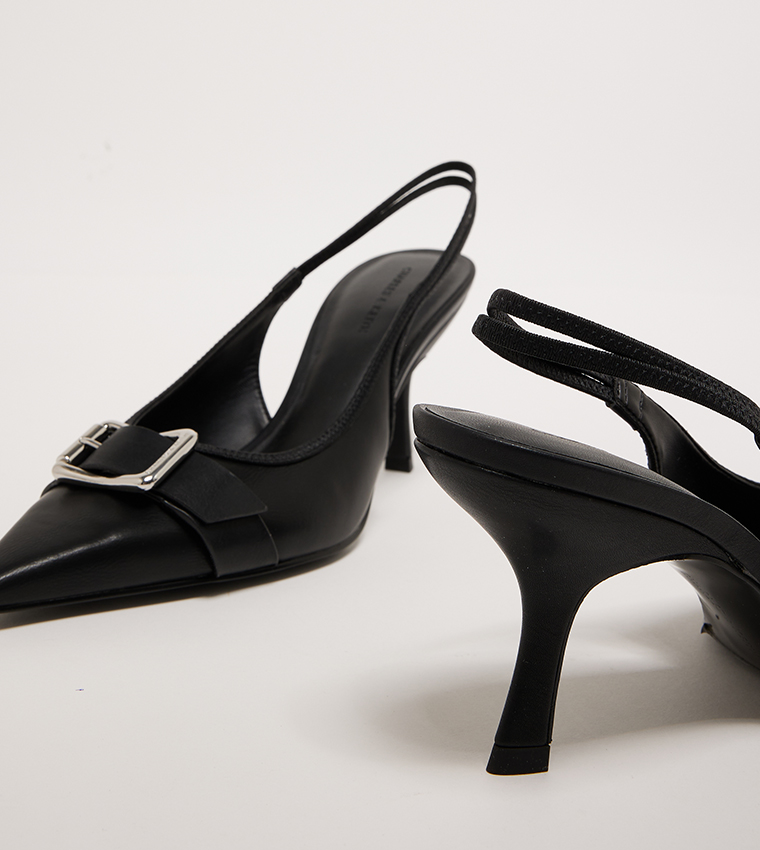 Buckle Detail Slingback Pumps