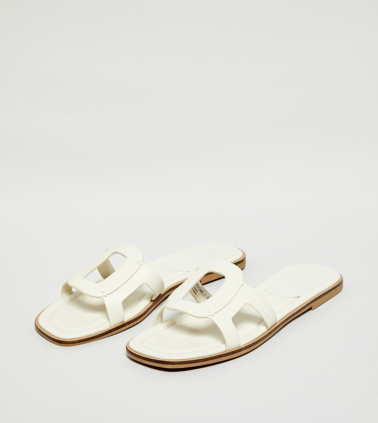 Charles & Keith  Flat Sandals - Off White Flat Sandals