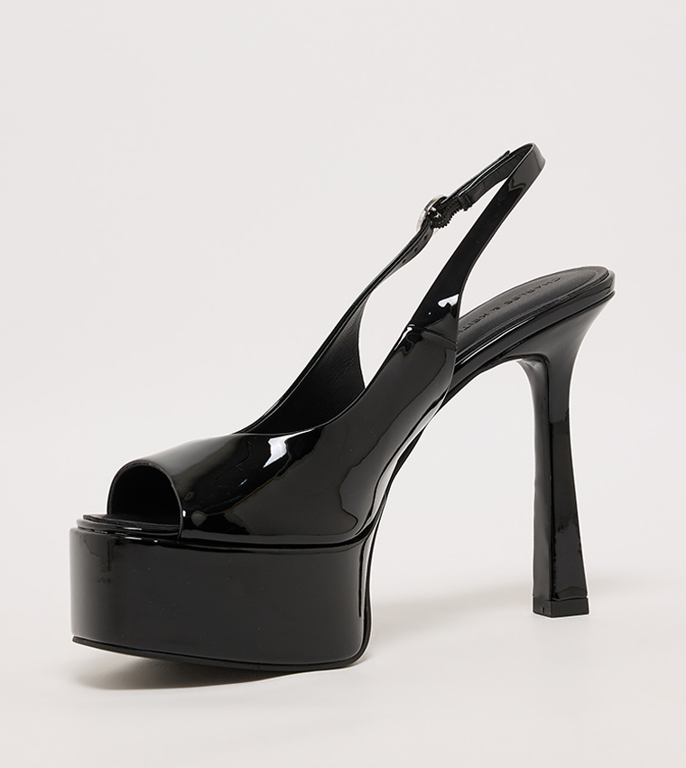 Patent Slingback Platform Heel Sandals