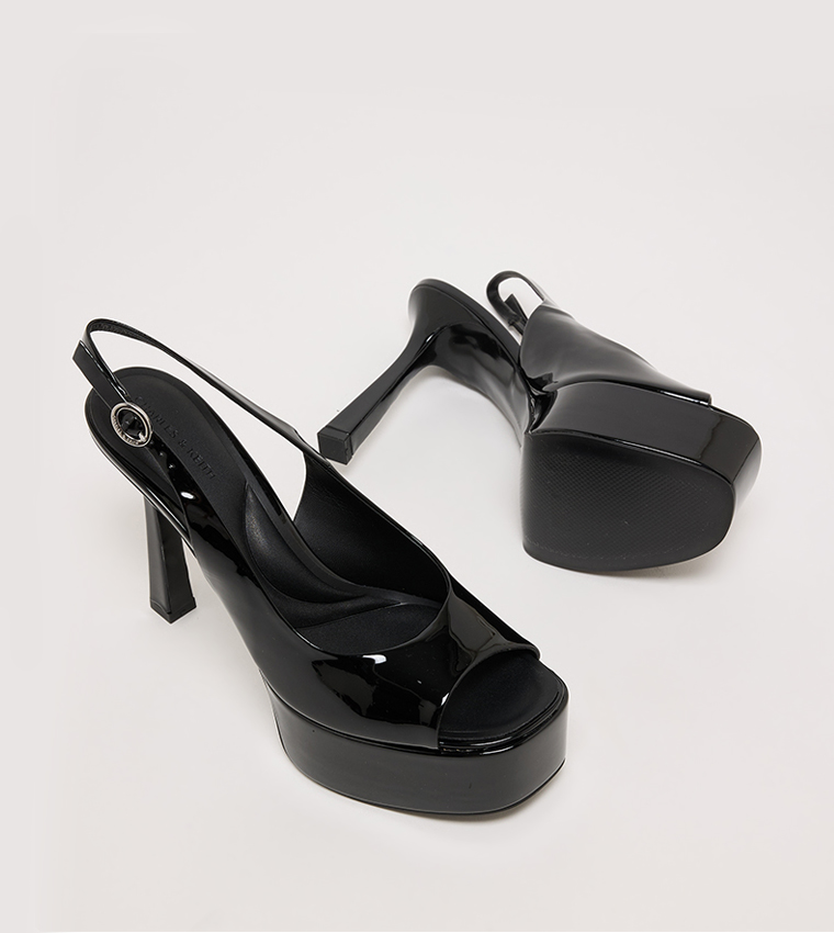 Patent Slingback Platform Heel Sandals