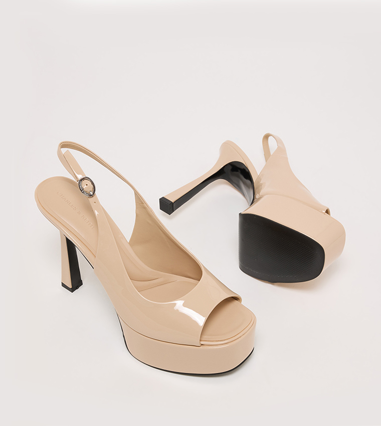 Patent Slingback Platform Heel Sandals