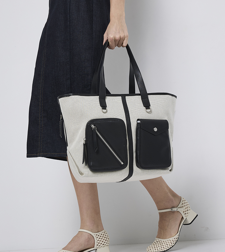 THORA Canvas Multi-Pocket Tote Bag