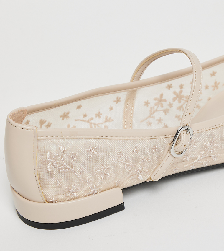 Gertrude Mesh Floral Embroidered Mary Janes