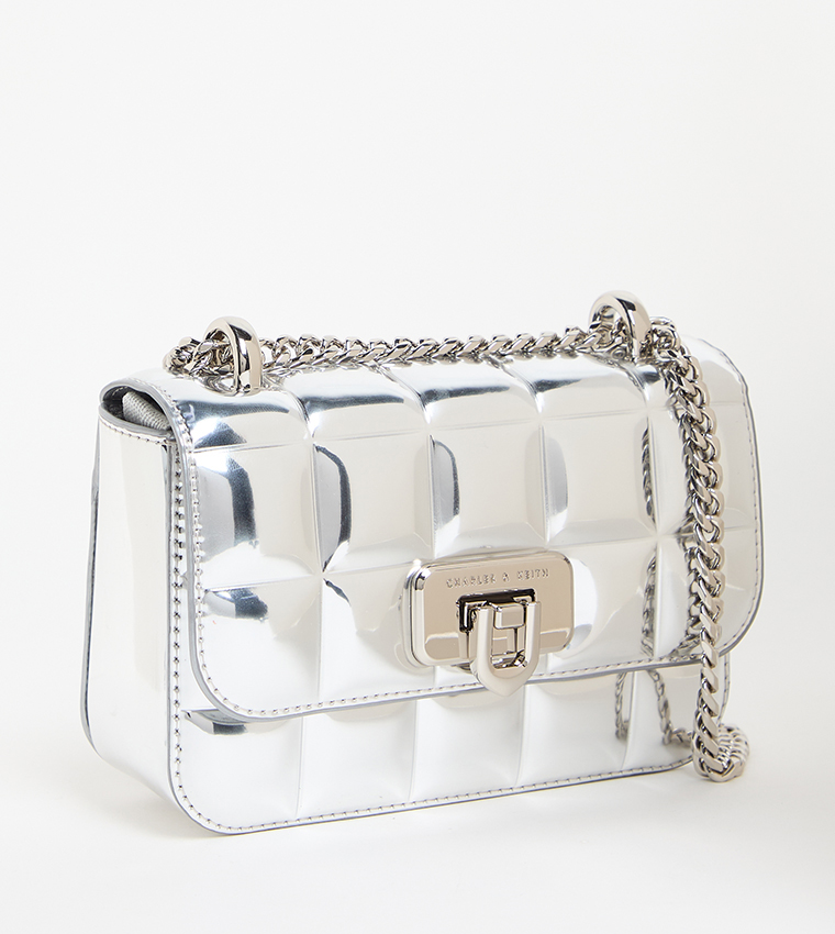 Metallic Quilted Convertible Crossbody Bag