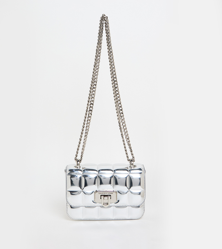 Metallic Quilted Convertible Crossbody Bag