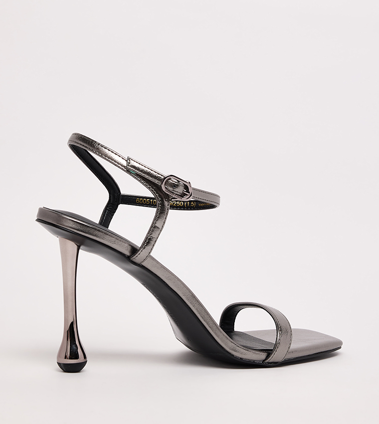 Faux Suede Sculptural Heel Sandals