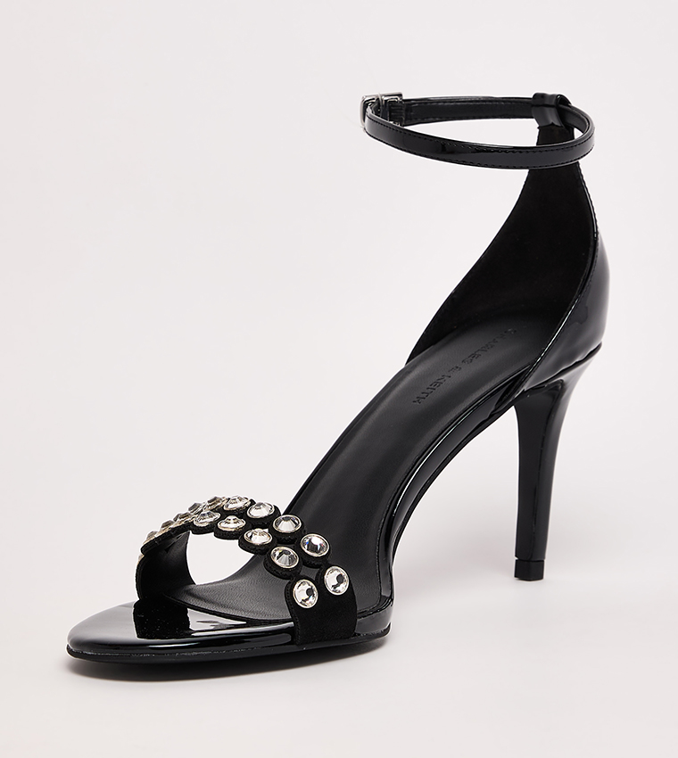 Patent Crystal Embellished Heeled Sandals