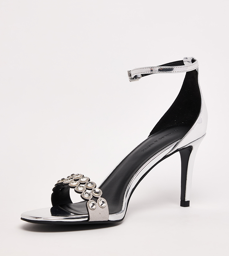 Patent Crystal Embellished Heeled Sandals