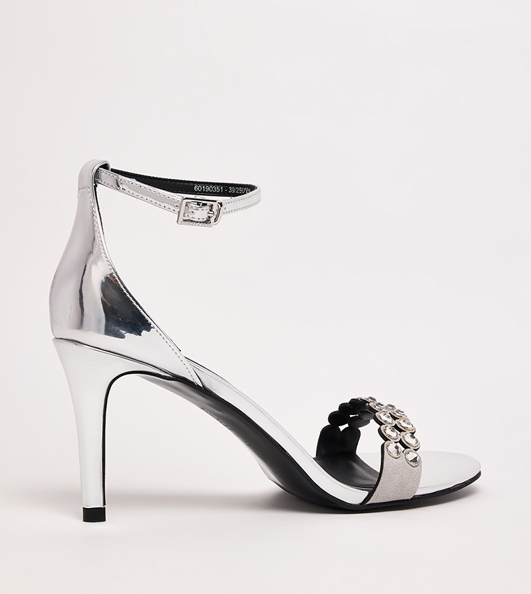 Patent Crystal Embellished Heeled Sandals