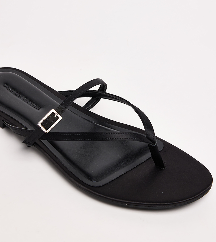 Crystal Buckle Strappy Flat Sandals