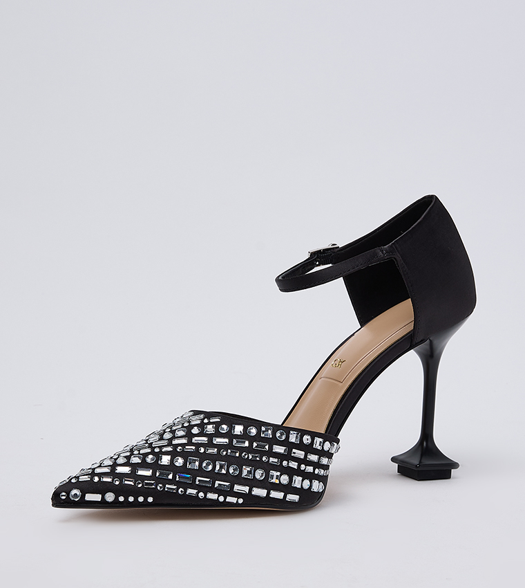 Embellished Sculptural Heel D'Orsay Pumps