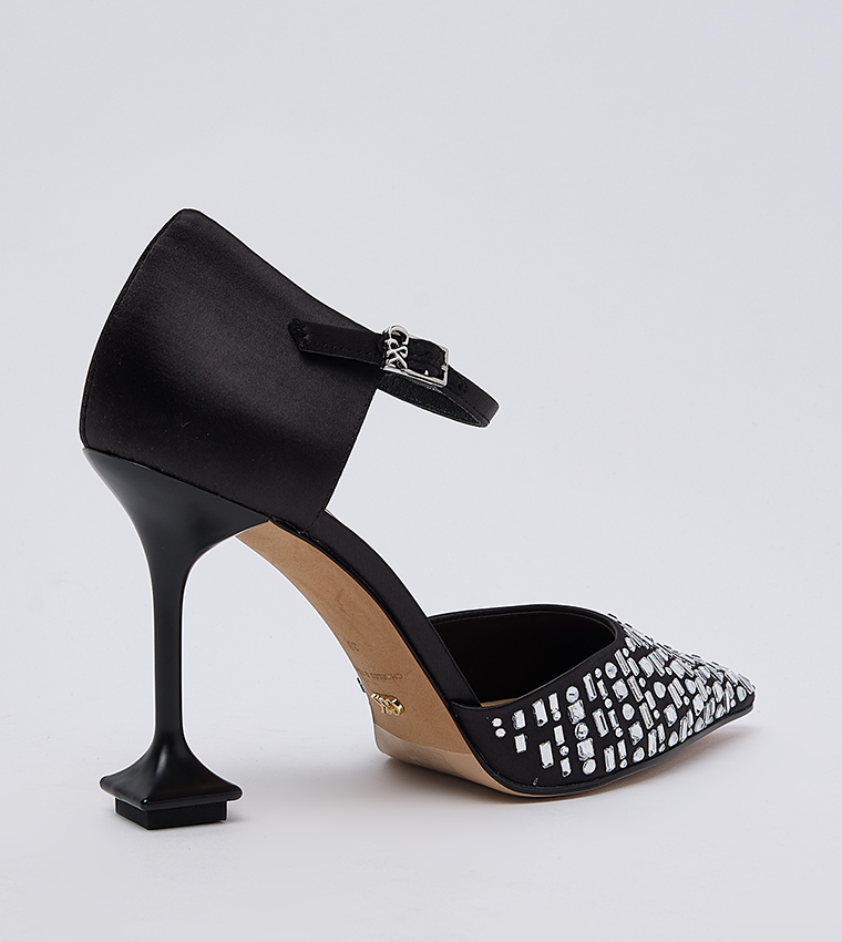 Embellished Sculptural Heel D'Orsay Pumps